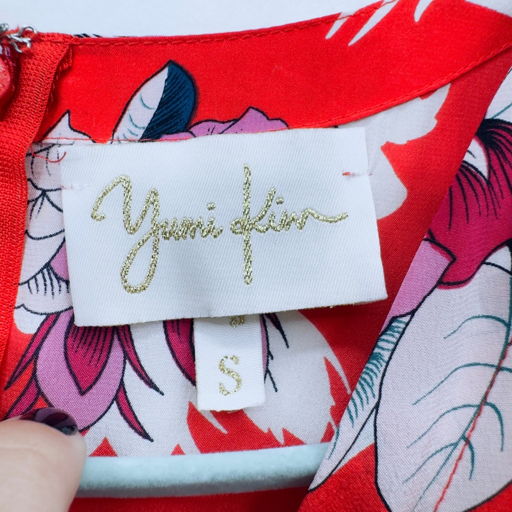 Anthropologie Yumi Kim 100% Silk Floral Jumpsuit SM Red Sleeveless Romantic - Picture 7 of 12